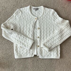 Jcrew white cable knit sweater jacket